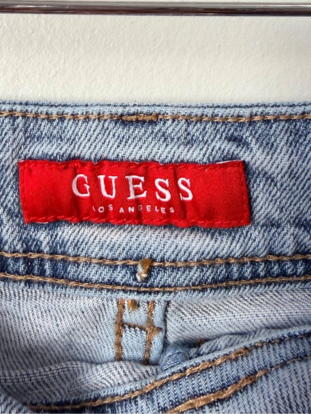 GUESS Y2K Acid Wash Denim Cargo Utility Mini Skirt Womens L - Picture 3 of 6